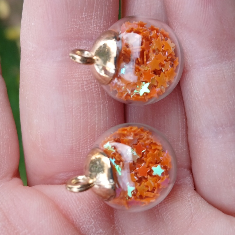 New 2pc Orange Crystal Stars Pendant. - Picture 7 of 11